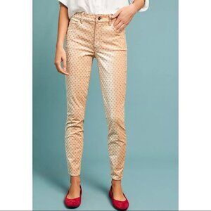 Anthropologie Pilcro Velvet High-Rise Skinny Ankle Polka Dot Pants